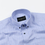 Biscay Light Blue Stripes Cotton Button Down Shirt - John Ellies