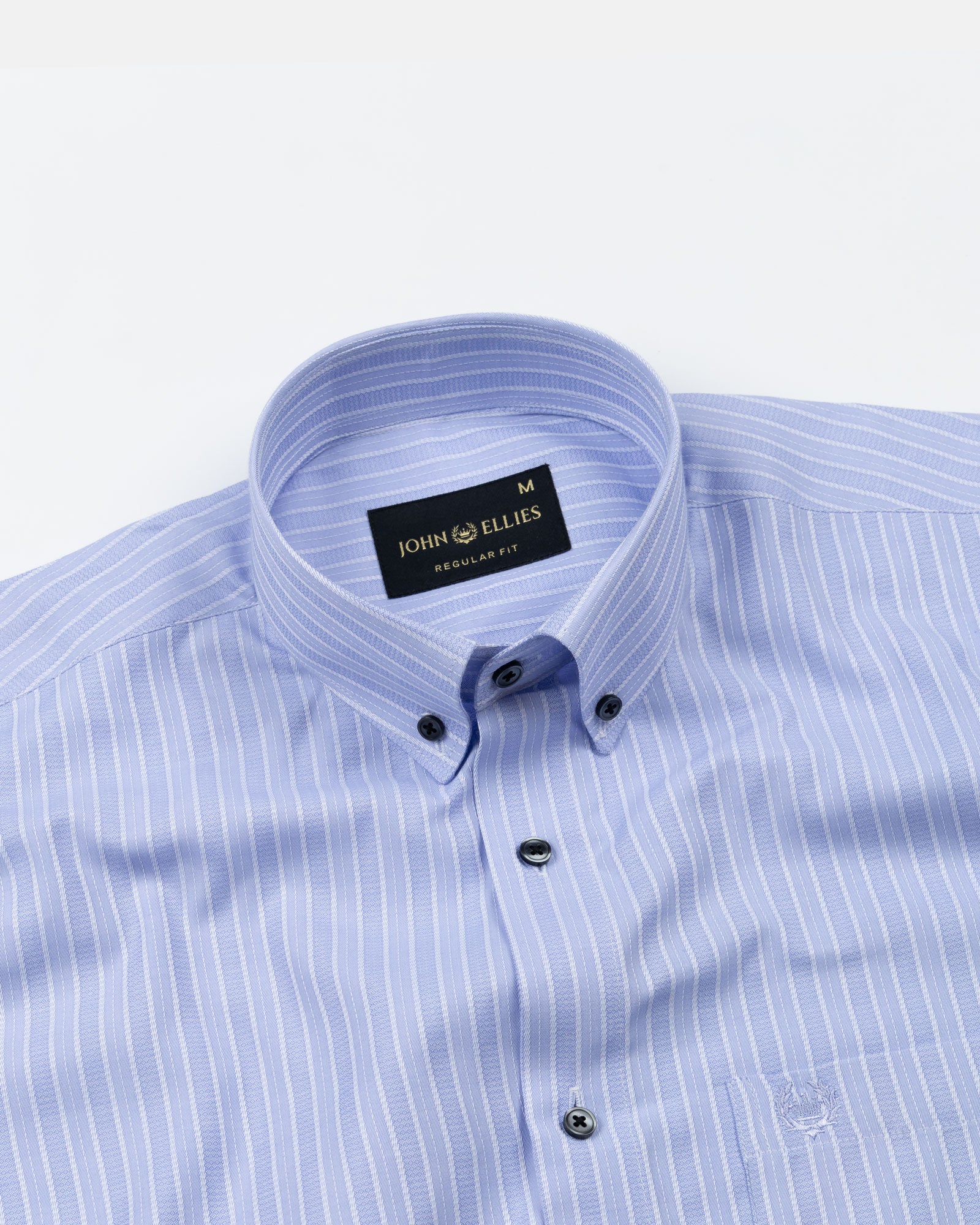 Biscay Light Blue Stripes Cotton Button Down Shirt - John Ellies