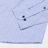 Biscay Light Blue Stripes Cotton Button Down Shirt - John Ellies