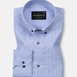 Biscay Light Blue Stripes Cotton Button Down Shirt - John Ellies