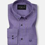 Kipra Purple Stripes Cotton Button Down Shirt - John Ellies