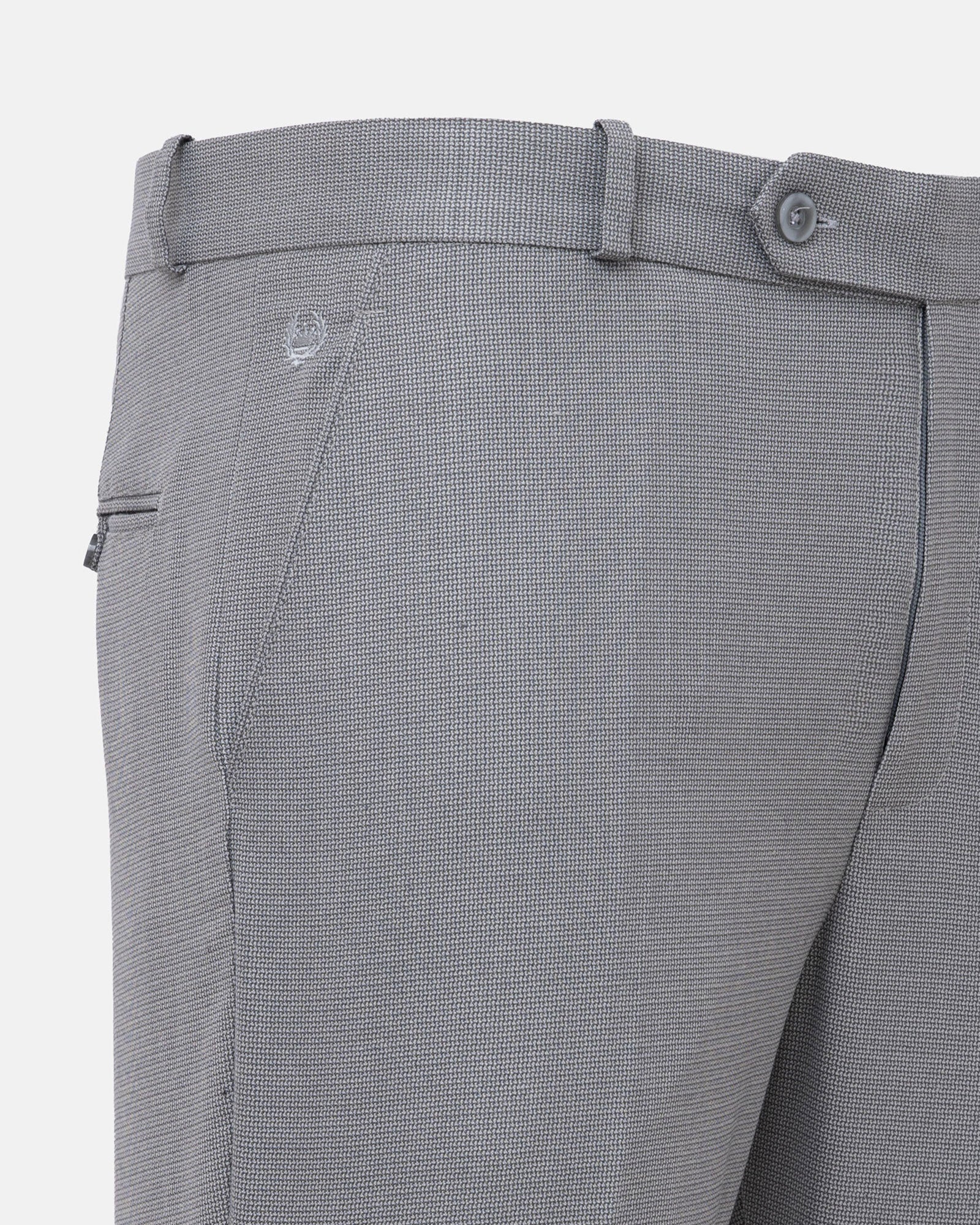 Mance Grey Textured Formal Cotton Pant - John Ellies
