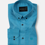 Kipra Blue Check Cotton Button Down Shirt - John Ellies