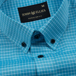 Kipra Blue Check Cotton Button Down Shirt - John Ellies