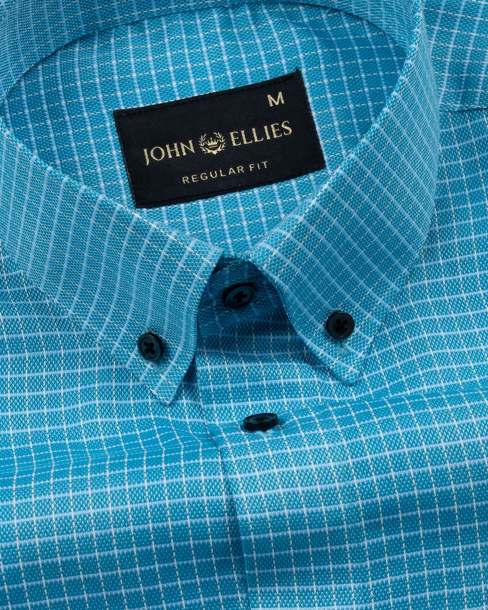 Kipra Blue Check Cotton Button Down Shirt - John Ellies