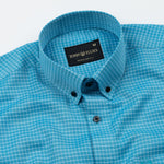Kipra Blue Check Cotton Button Down Shirt - John Ellies