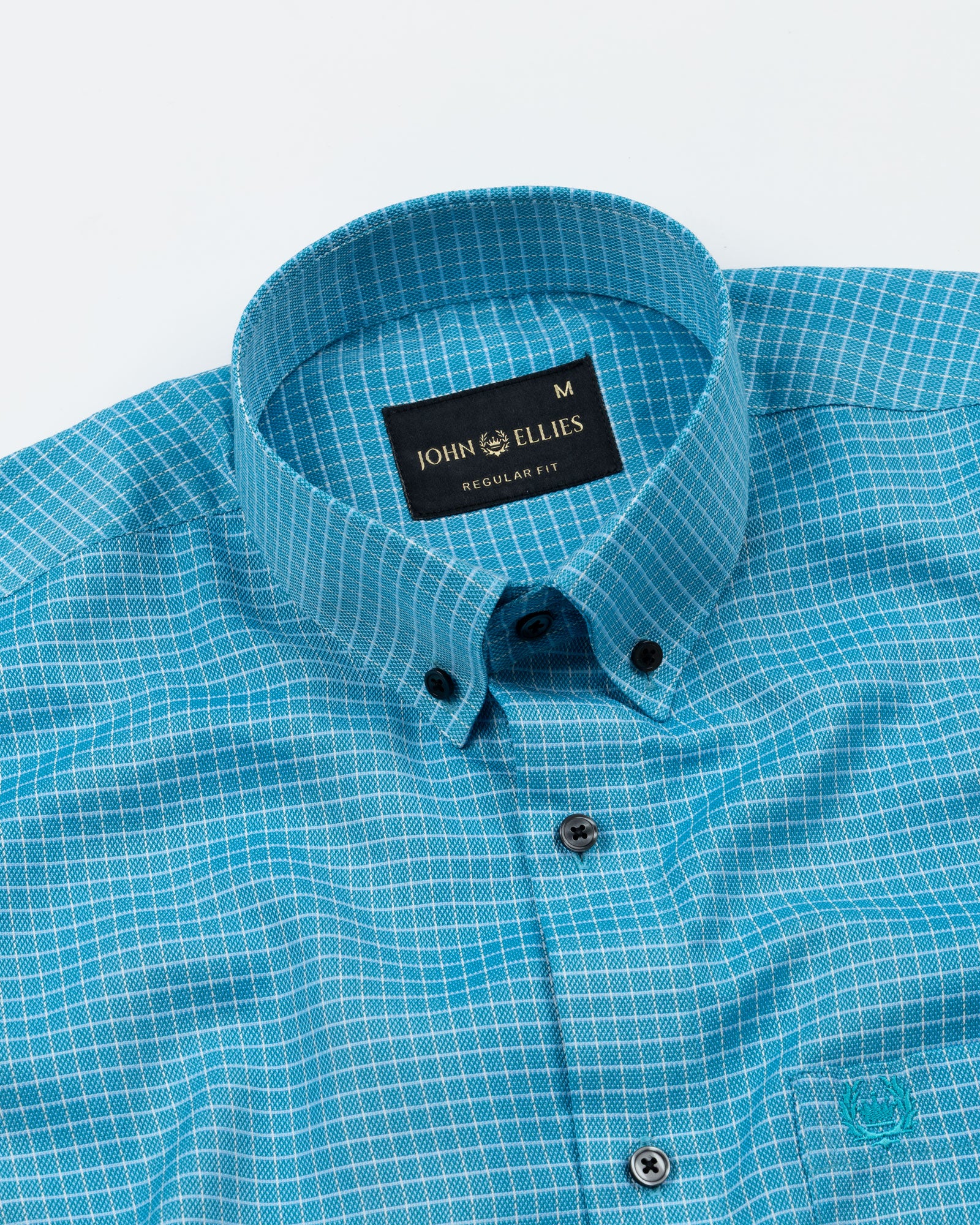 Kipra Blue Check Cotton Button Down Shirt - John Ellies