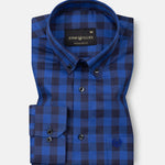 Kipra Persian Blue Check Cotton Button Down Shirt - John Ellies