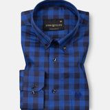 Kipra Persian Blue Check Cotton Button Down Shirt - John Ellies
