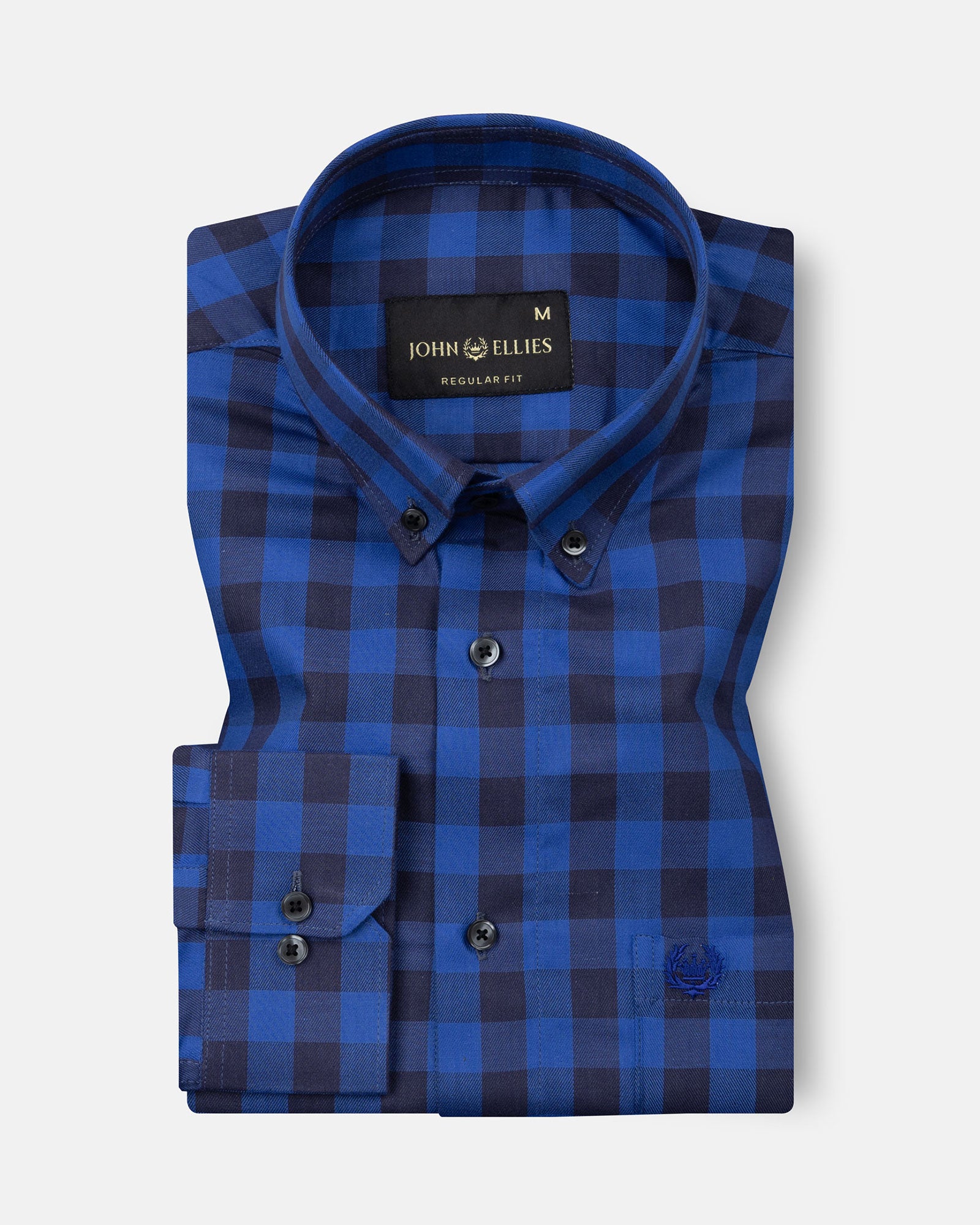 Kipra Persian Blue Check Cotton Button Down Shirt - John Ellies