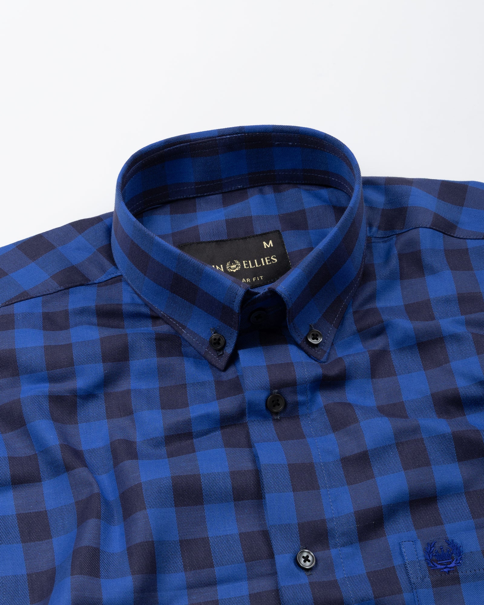 Kipra Persian Blue Check Cotton Button Down Shirt - John Ellies