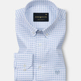 Wreck Powder Blue Check Button Down Cotton Shirt - John Ellies