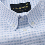 Wreck Powder Blue Check Button Down Cotton Shirt - John Ellies