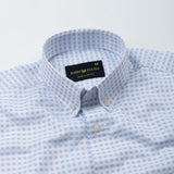 Wreck Powder Blue Check Button Down Cotton Shirt - John Ellies