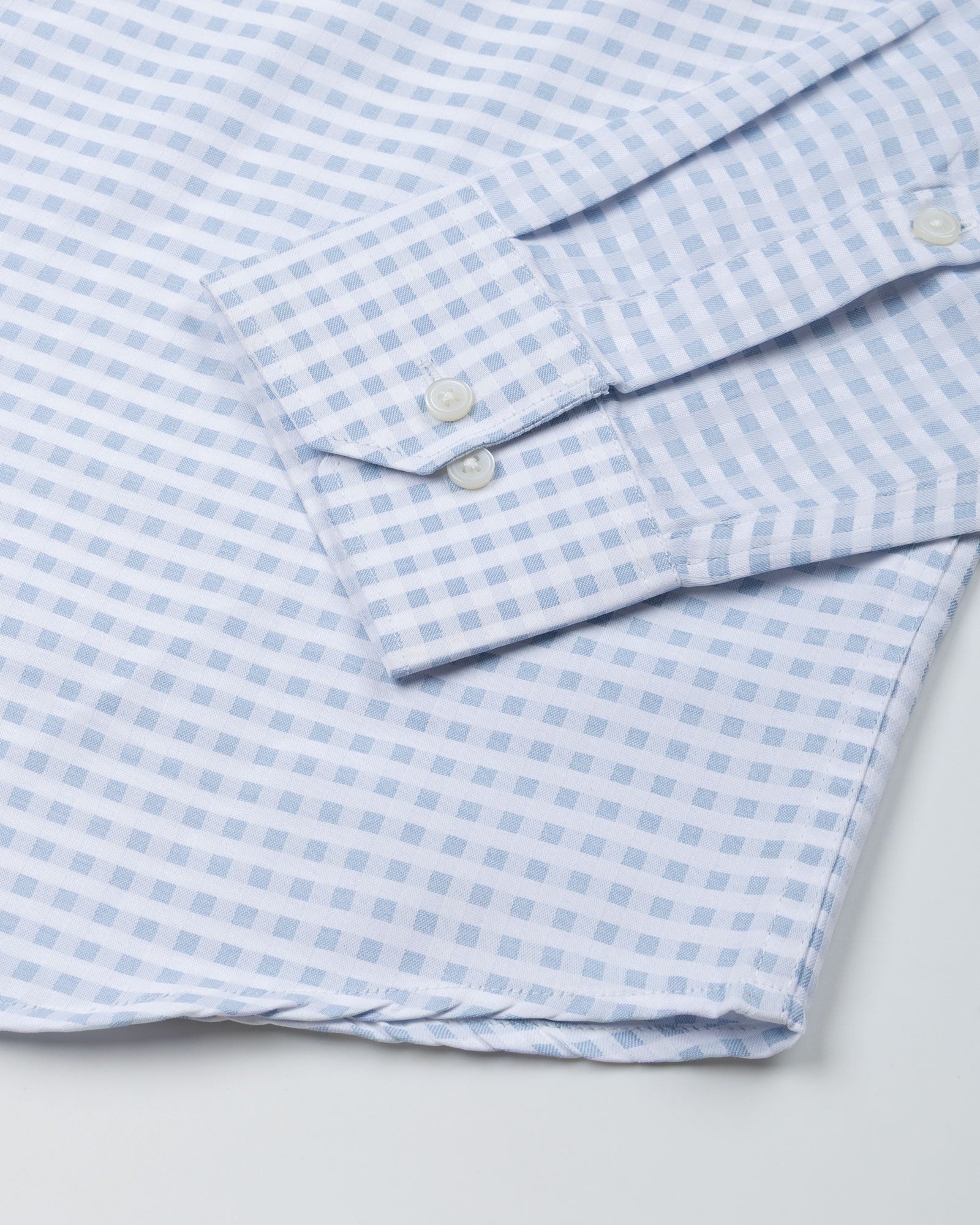 Wreck Powder Blue Check Button Down Cotton Shirt - John Ellies