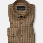 Wreck Brown Check Button Down Cotton Shirt - John Ellies