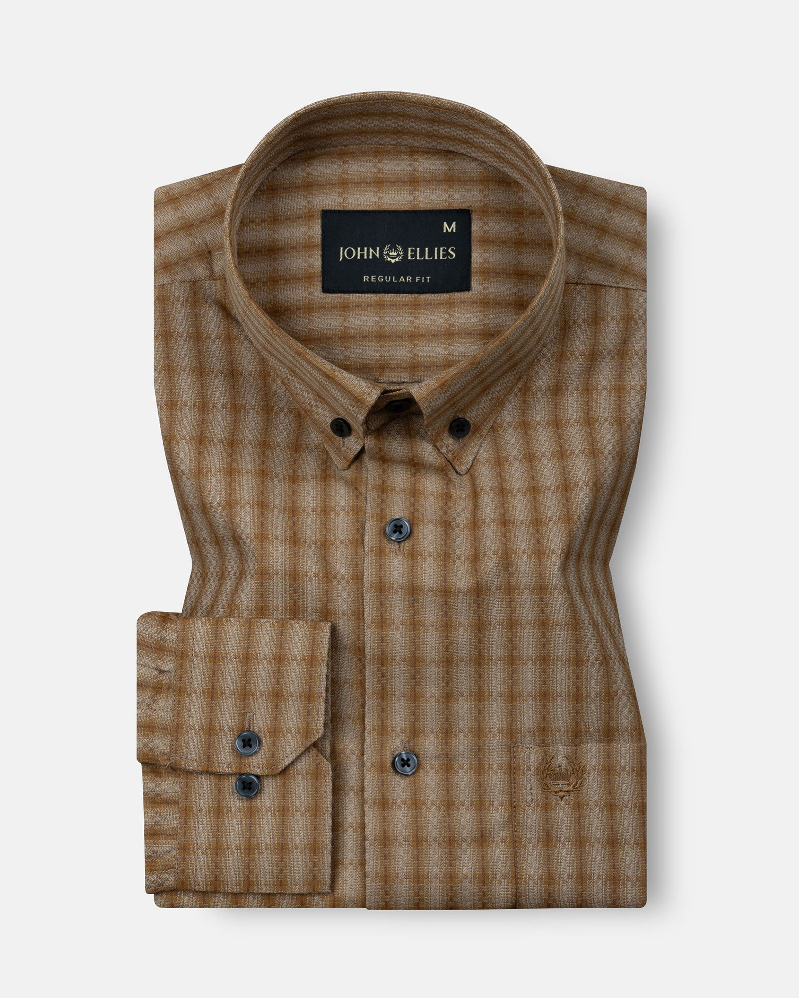 Wreck Brown Check Button Down Cotton Shirt - John Ellies