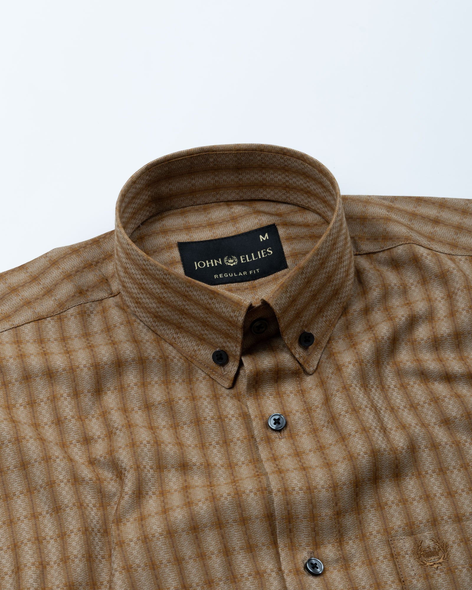 Wreck Brown Check Button Down Cotton Shirt - John Ellies