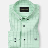 Wreck Lime Check Button Down Cotton Shirt - John Ellies