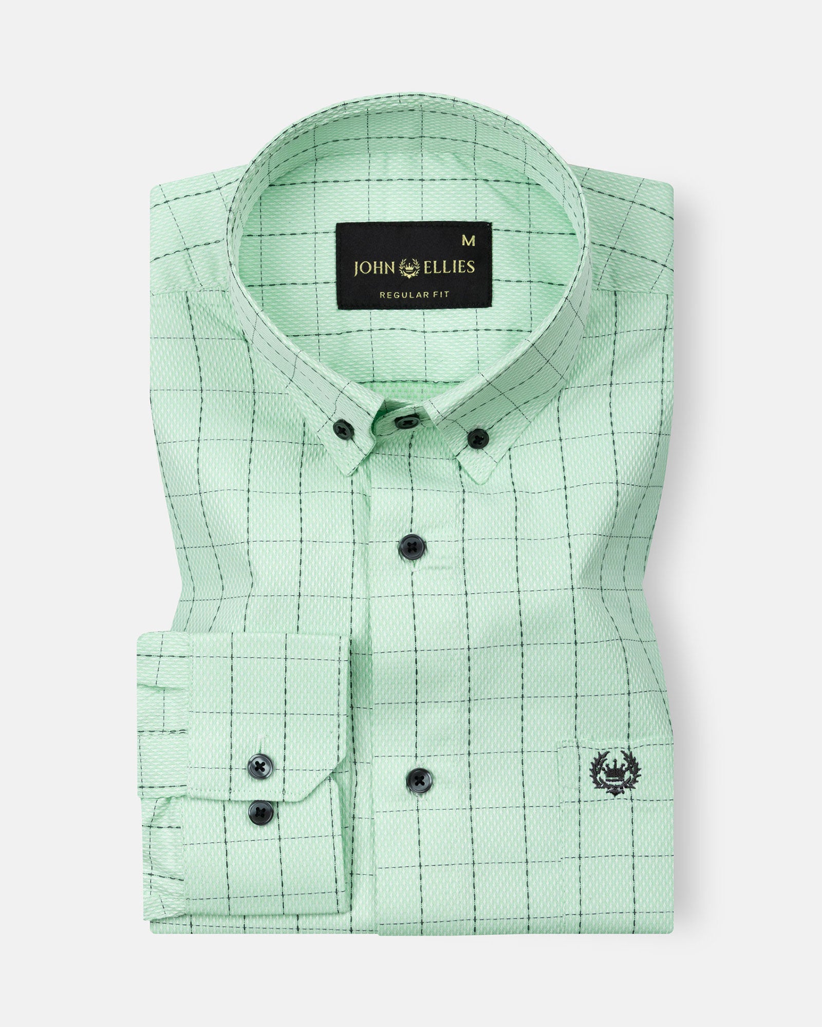 Wreck Lime Check Button Down Cotton Shirt - John Ellies