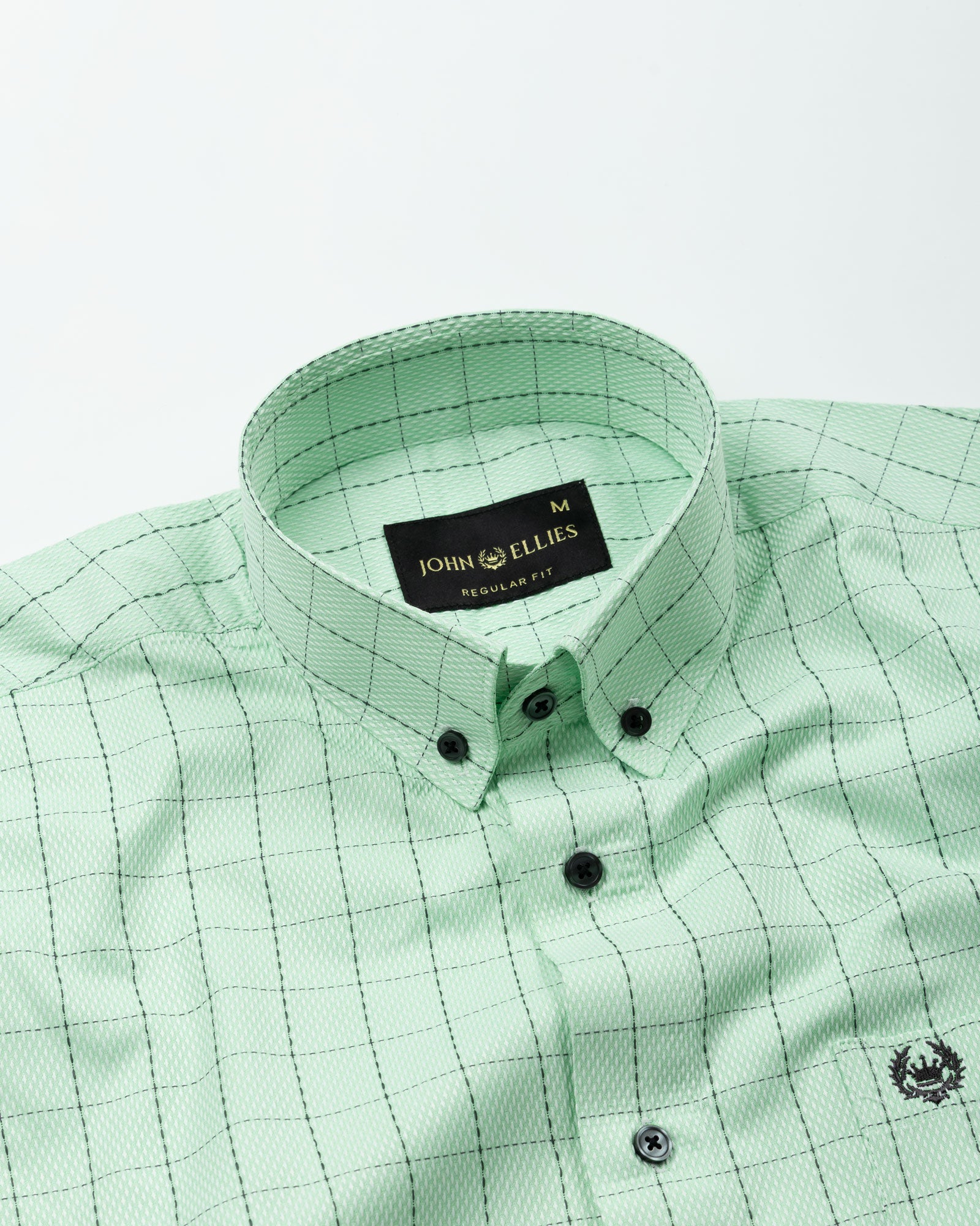Wreck Lime Check Button Down Cotton Shirt - John Ellies