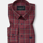 Riaot Maroon Check Cotton Shirt - John Ellies