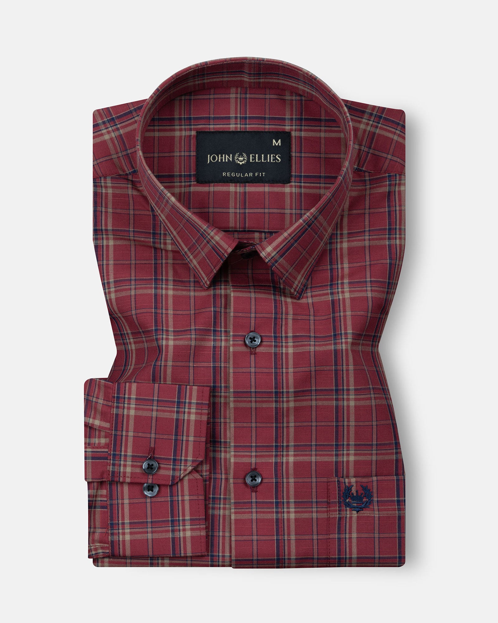 Riaot Maroon Check Cotton Shirt - John Ellies