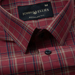 Riaot Maroon Check Cotton Shirt - John Ellies