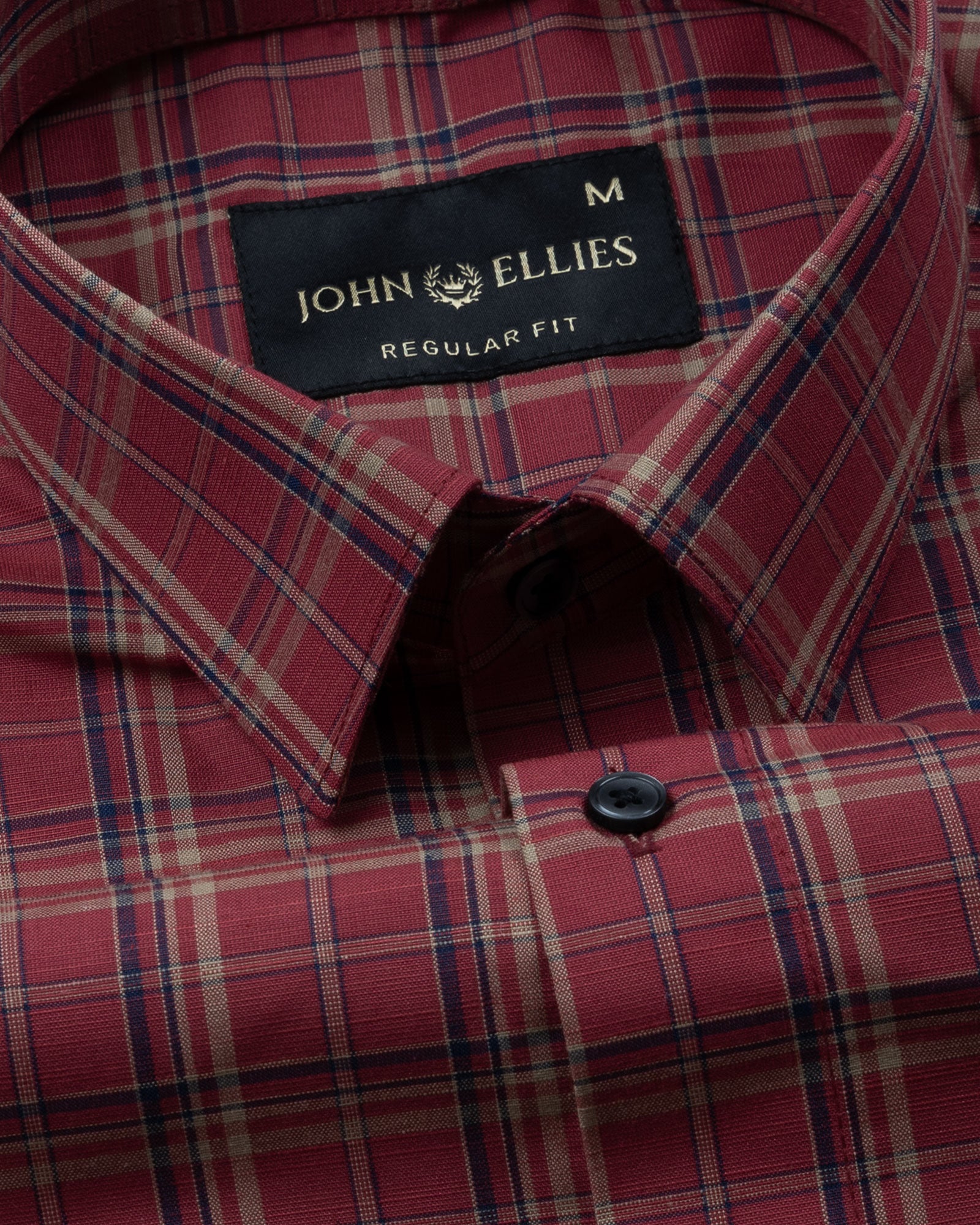 Riaot Maroon Check Cotton Shirt - John Ellies