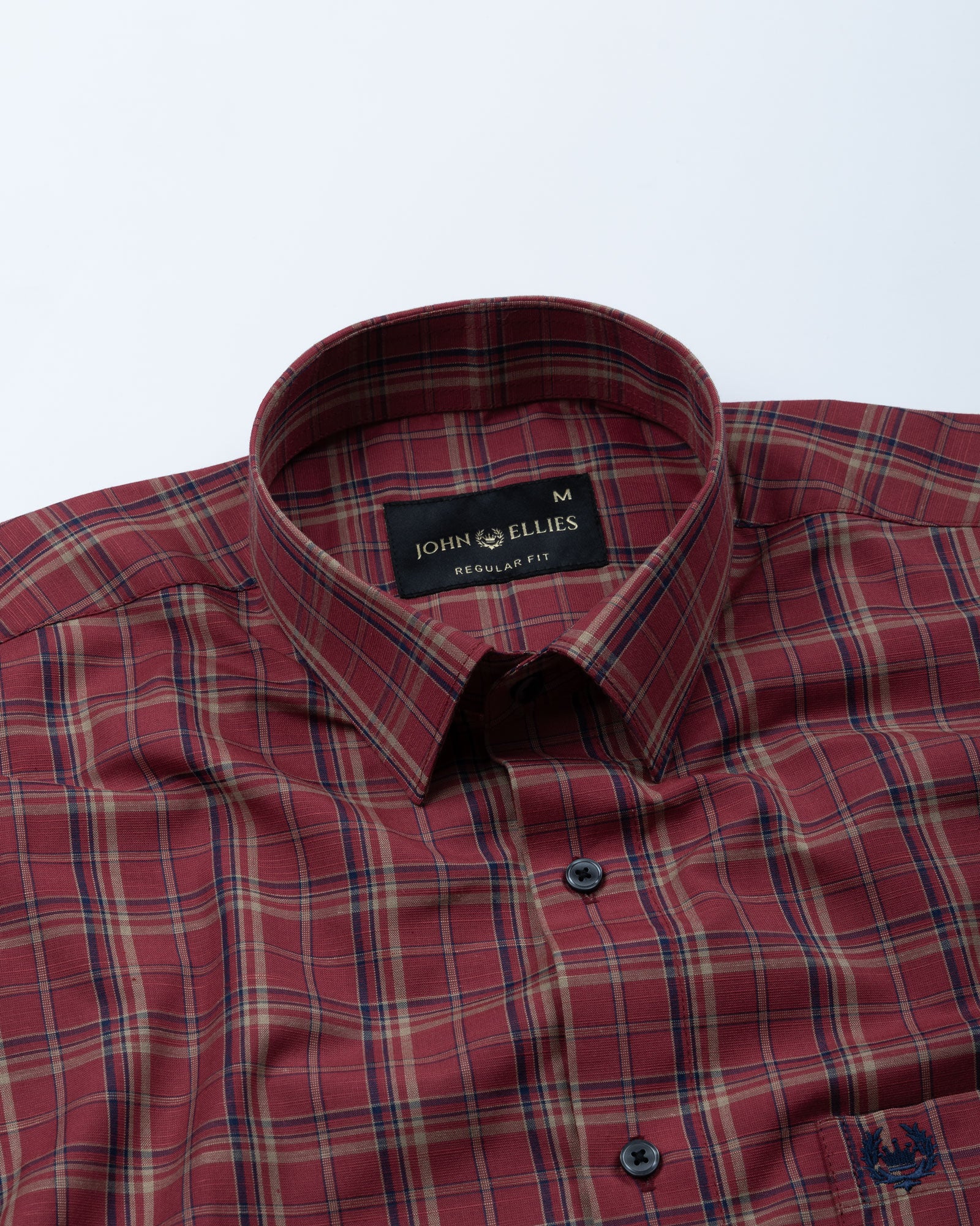 Riaot Maroon Check Cotton Shirt - John Ellies