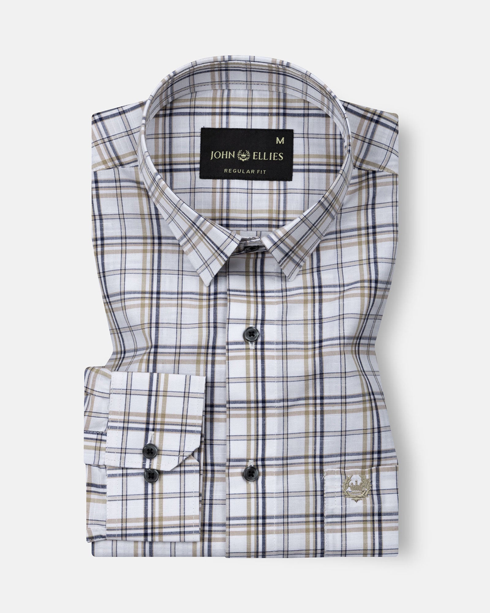 Riaot White Check Linen Shirt - John Ellies