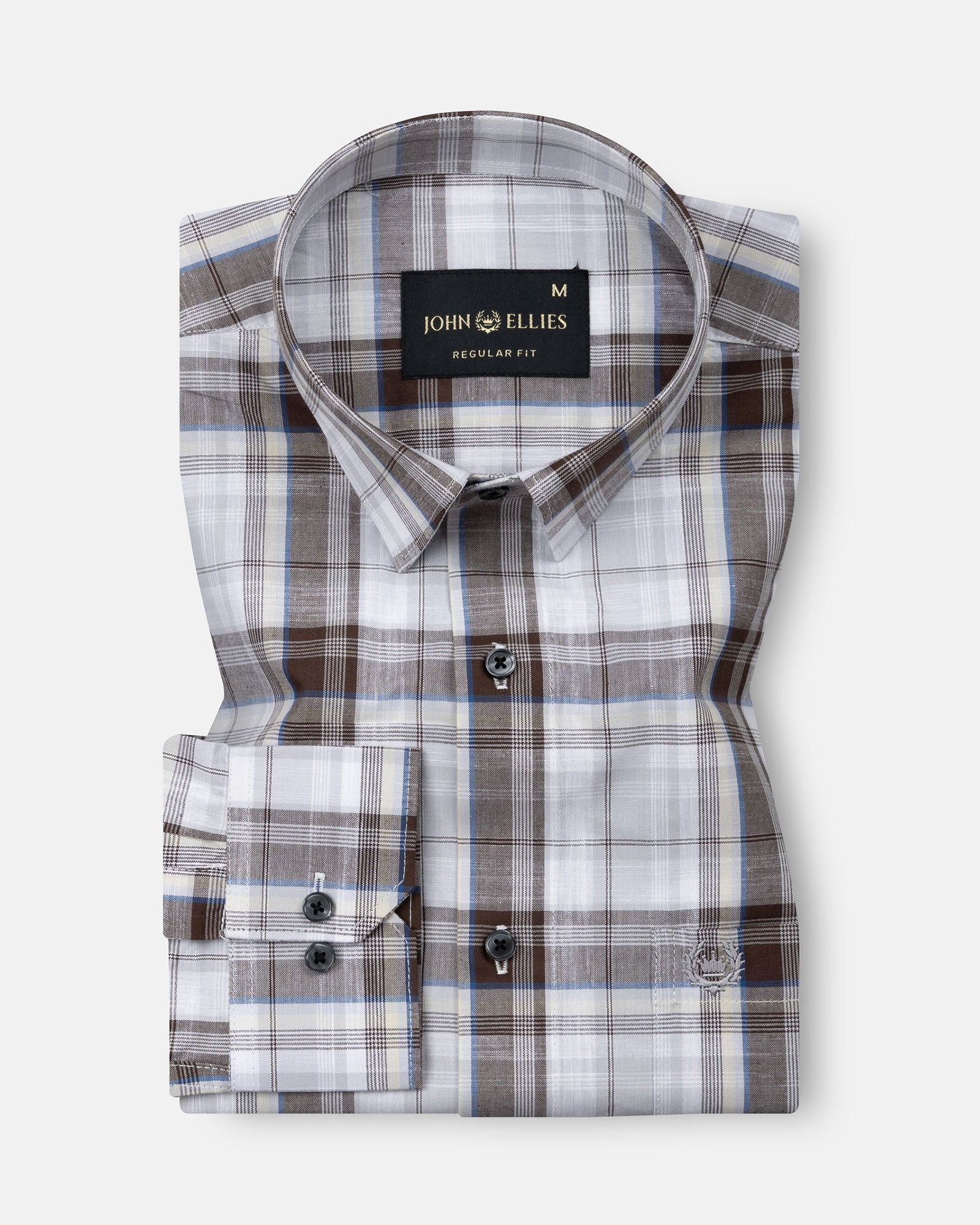 Riaot  Brown Check Linen Shirt - John Ellies