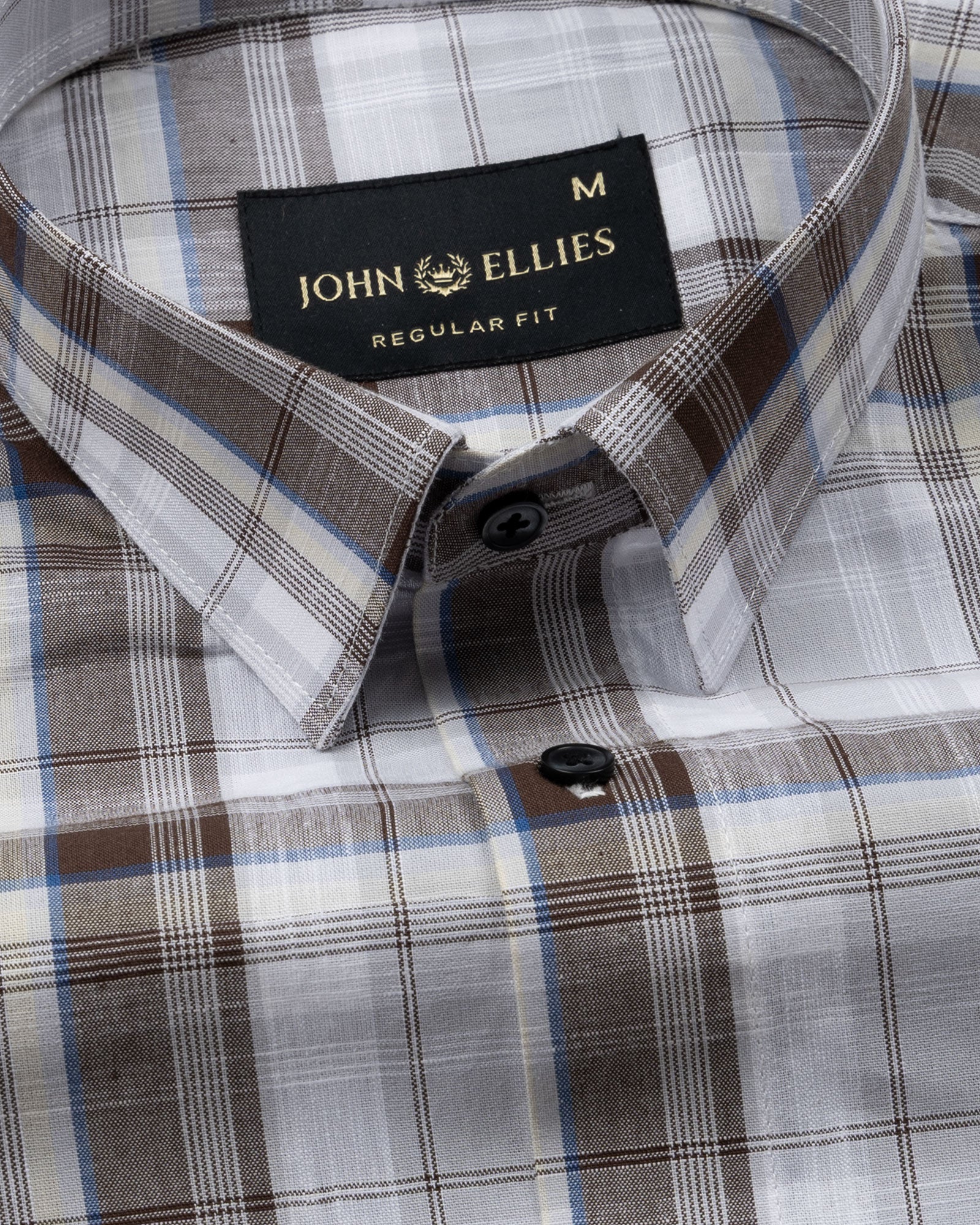 Riaot  Brown Check Linen Shirt - John Ellies