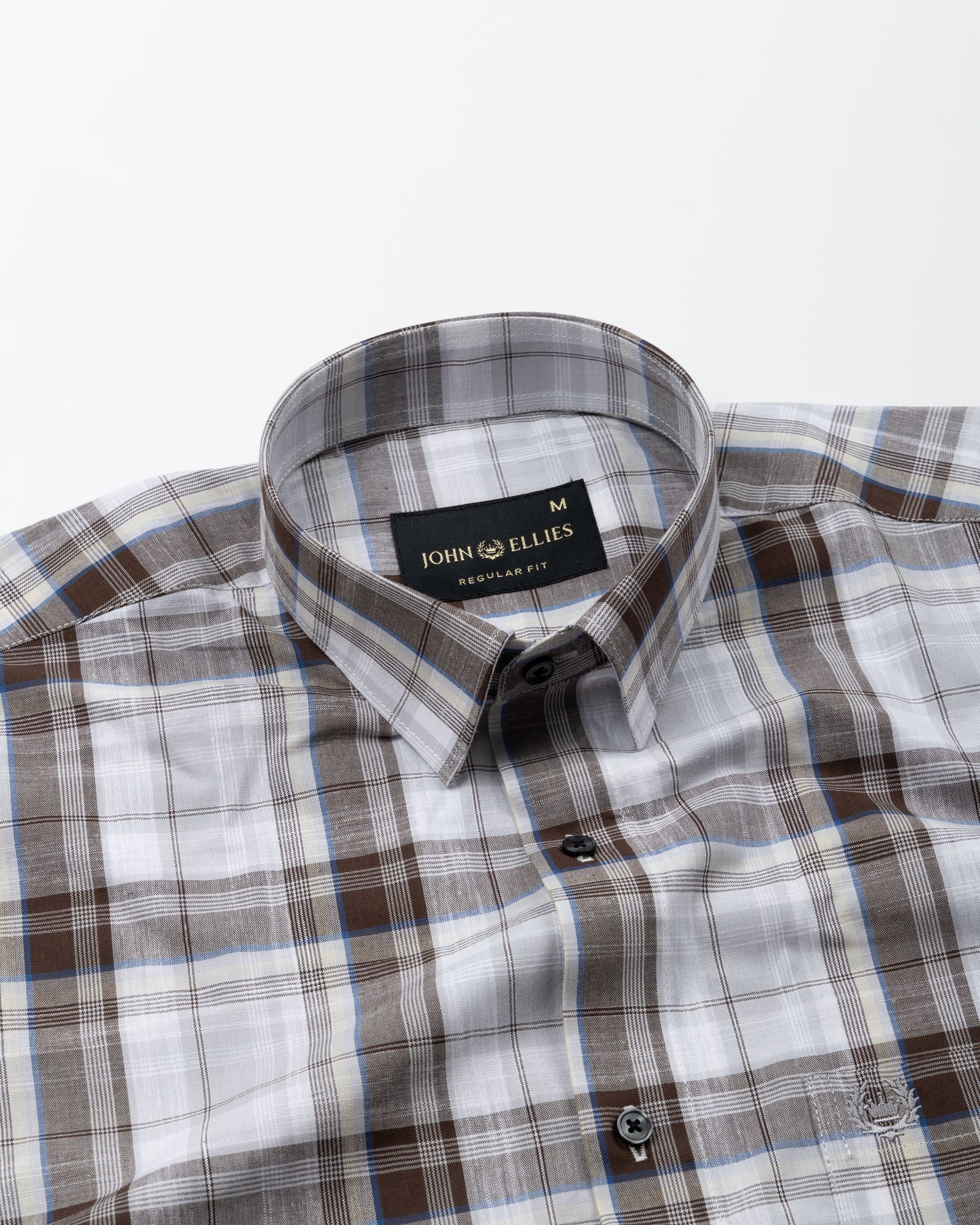 Riaot  Brown Check Linen Shirt - John Ellies