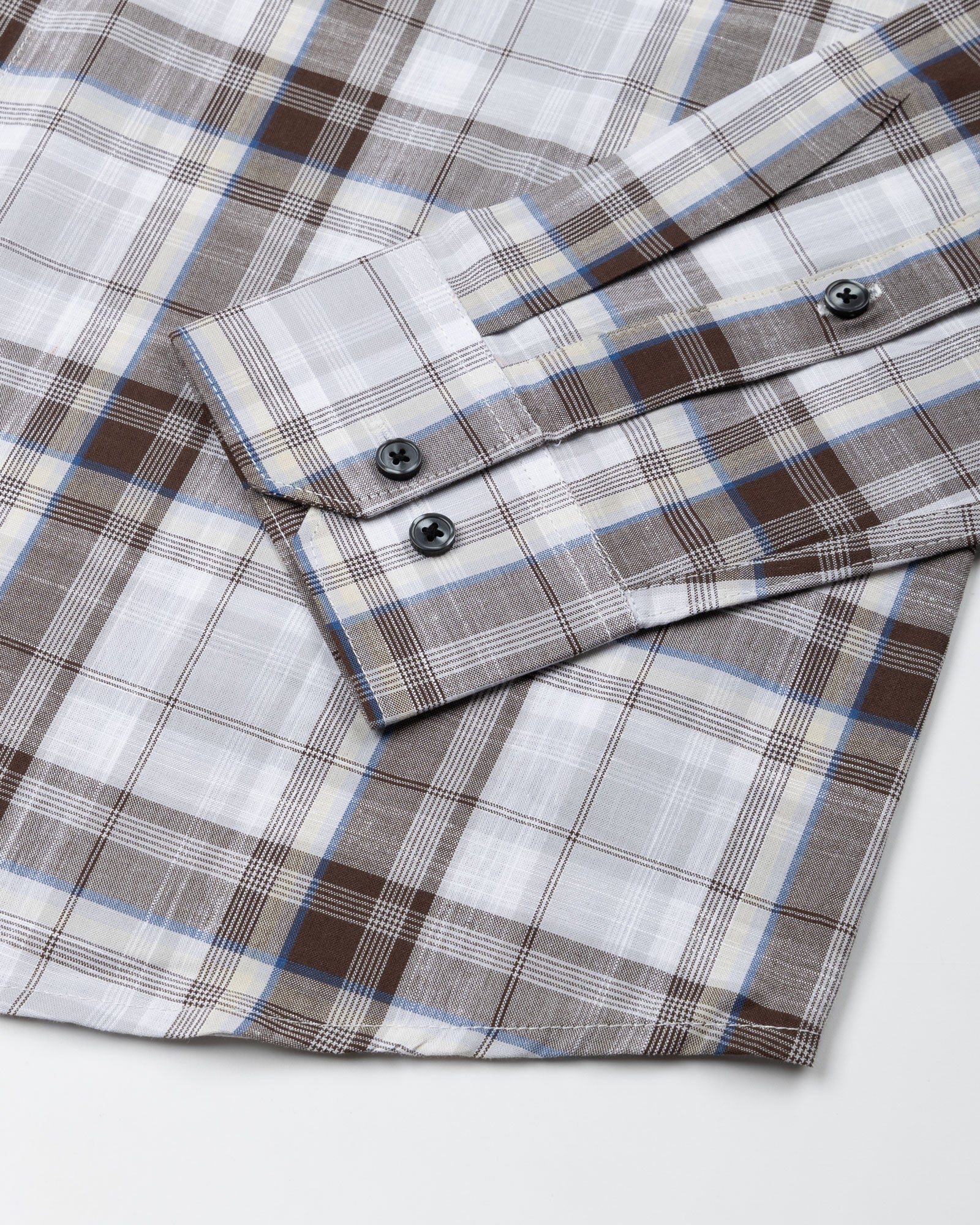 Riaot  Brown Check Linen Shirt - John Ellies