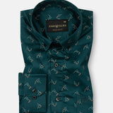 Oryxis Green Printed Button Down Cotton Shirt - John Ellies