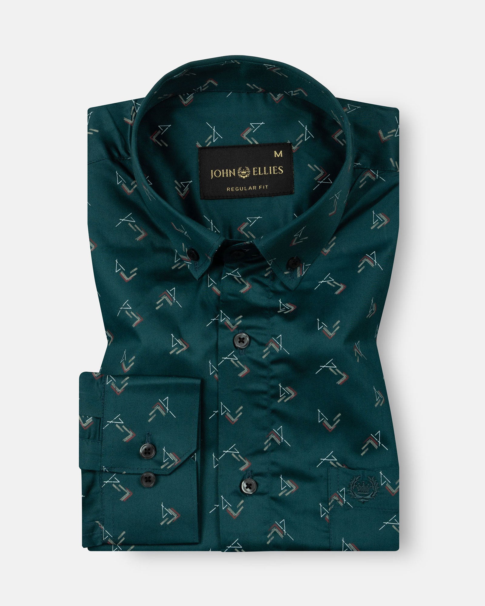 Oryxis Green Printed Button Down Cotton Shirt - John Ellies