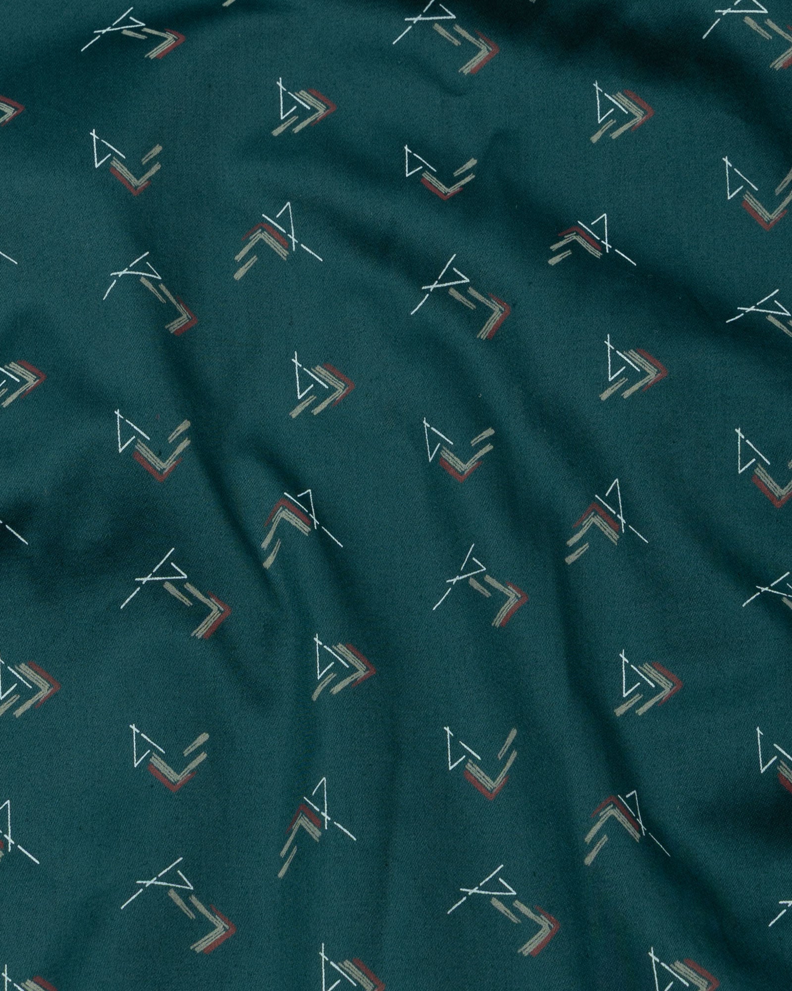 Oryxis Green Printed Button Down Cotton Shirt - John Ellies