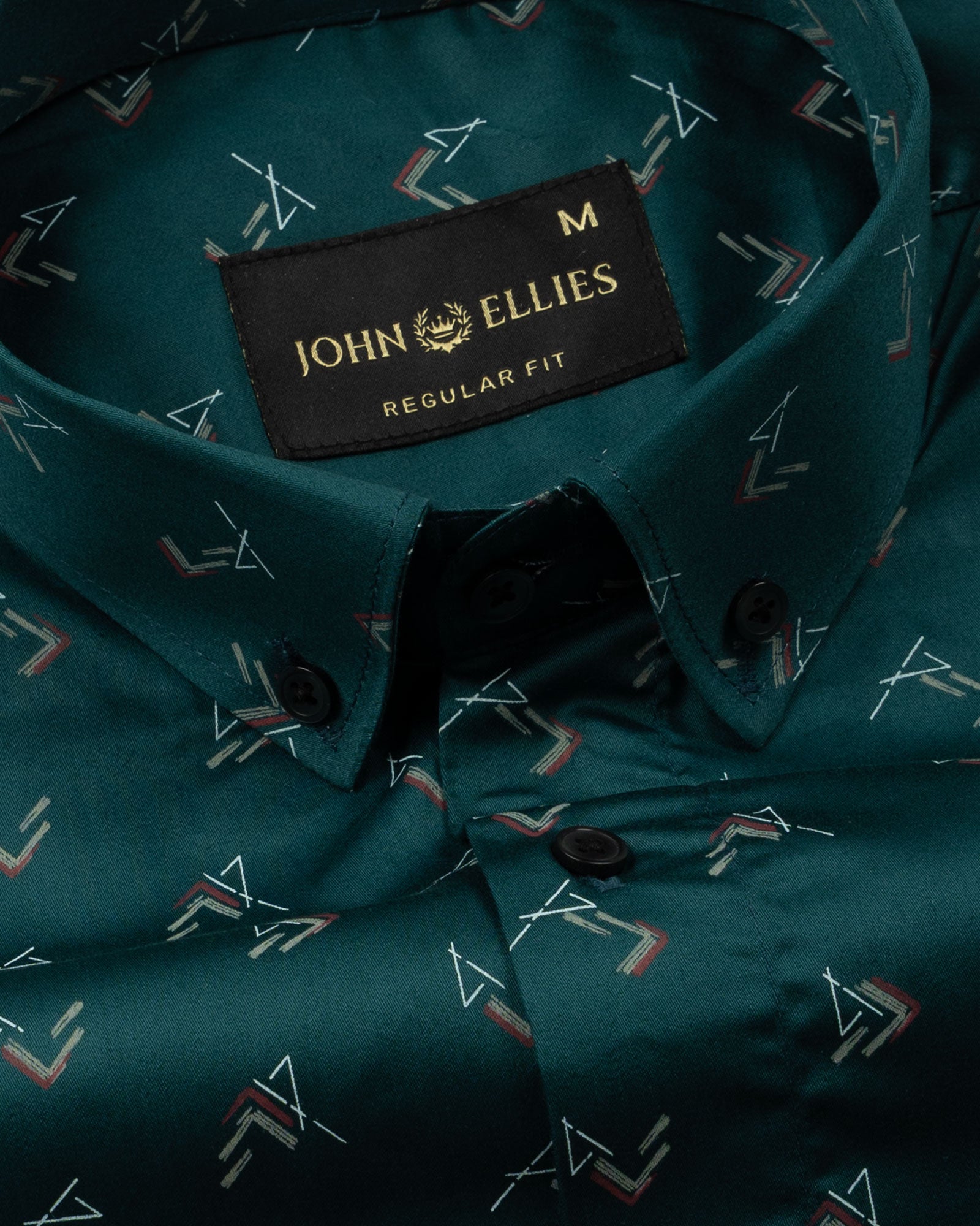 Oryxis Green Printed Button Down Cotton Shirt - John Ellies