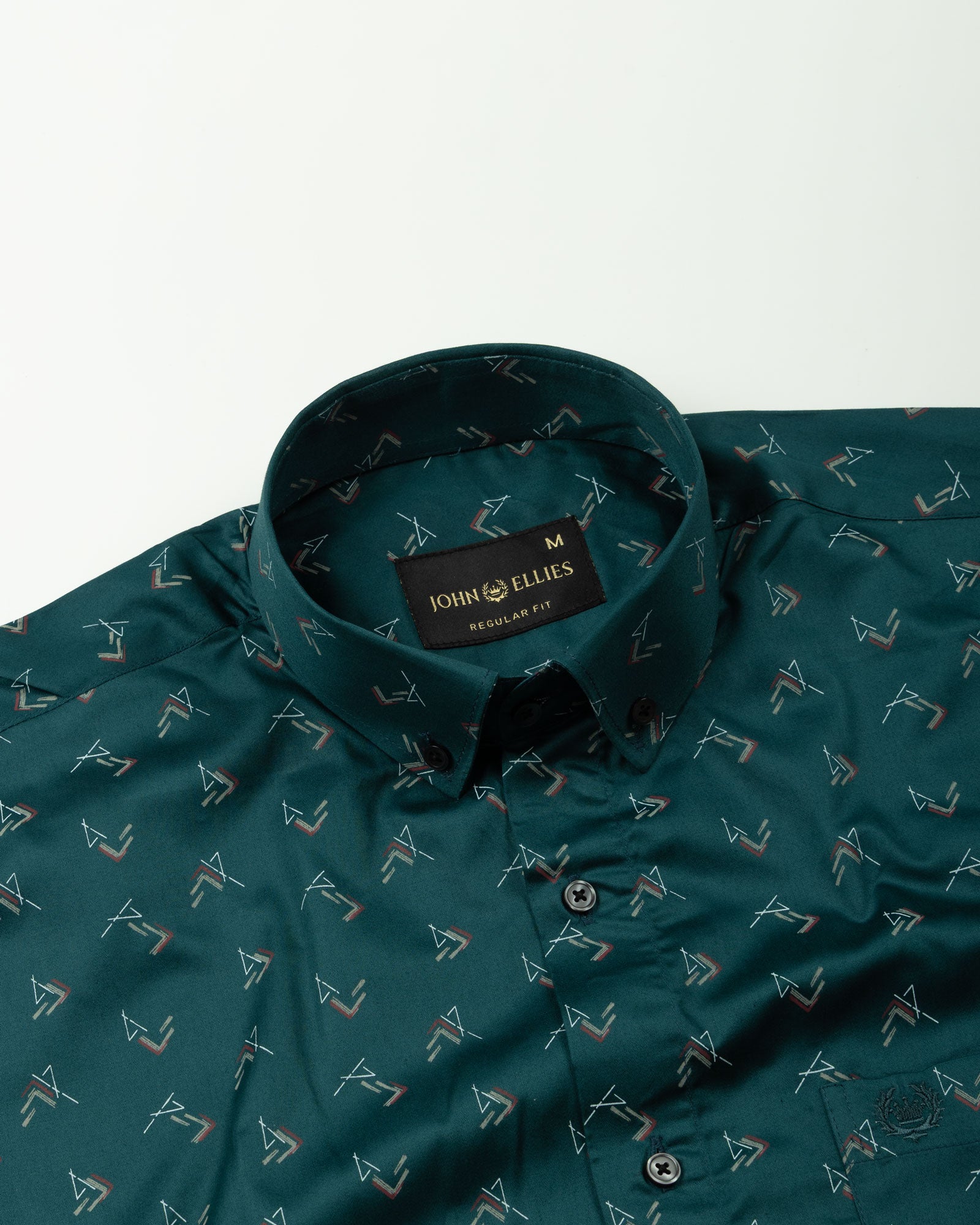 Oryxis Green Printed Button Down Cotton Shirt - John Ellies