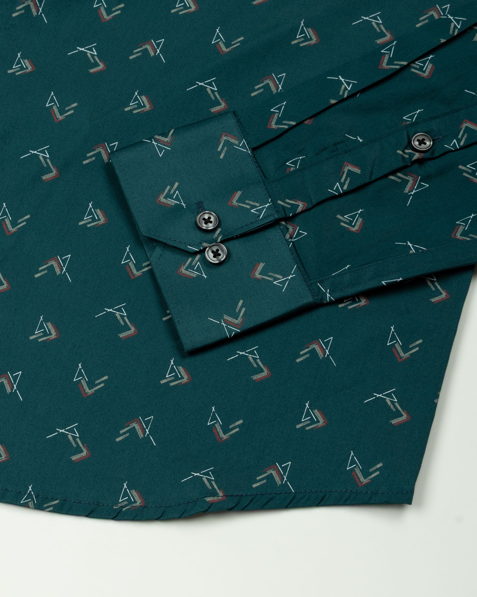 Oryxis Green Printed Button Down Cotton Shirt - John Ellies