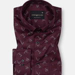 Oryxis Maroon Printed Button Down Cotton Shirt - John Ellies