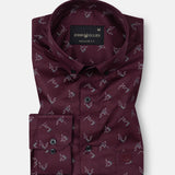 Oryxis Maroon Printed Button Down Cotton Shirt - John Ellies