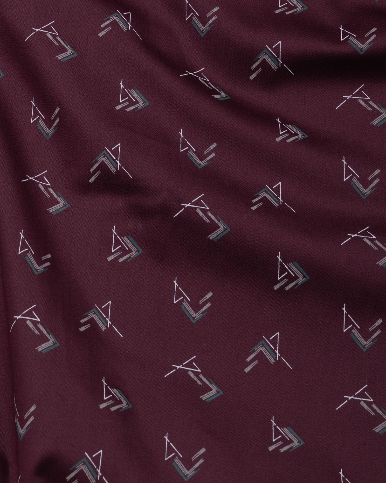 Oryxis Maroon Printed Button Down Cotton Shirt - John Ellies