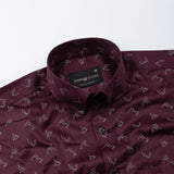 Oryxis Maroon Printed Button Down Cotton Shirt - John Ellies