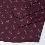 Oryxis Maroon Printed Button Down Cotton Shirt - John Ellies