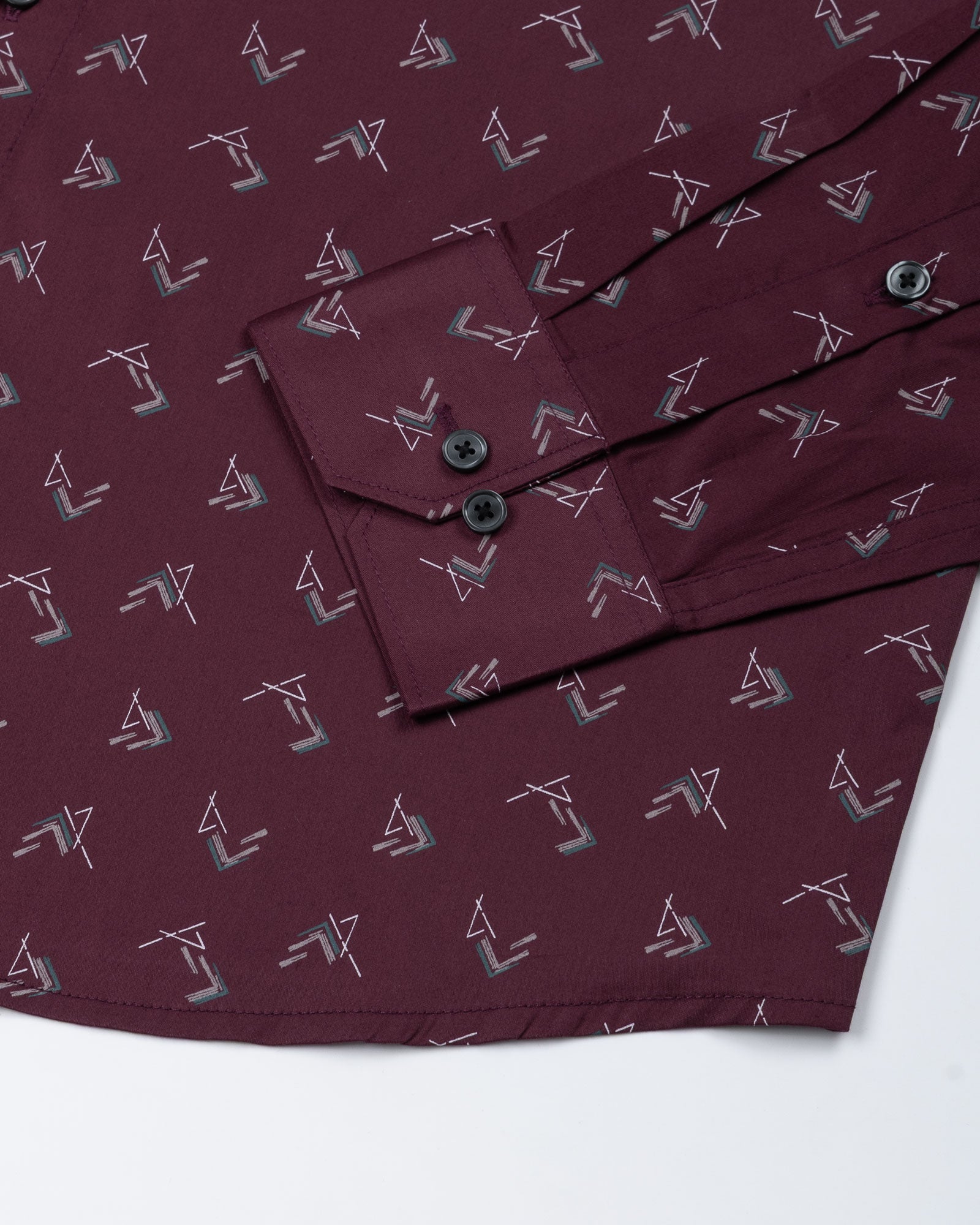Oryxis Maroon Printed Button Down Cotton Shirt - John Ellies