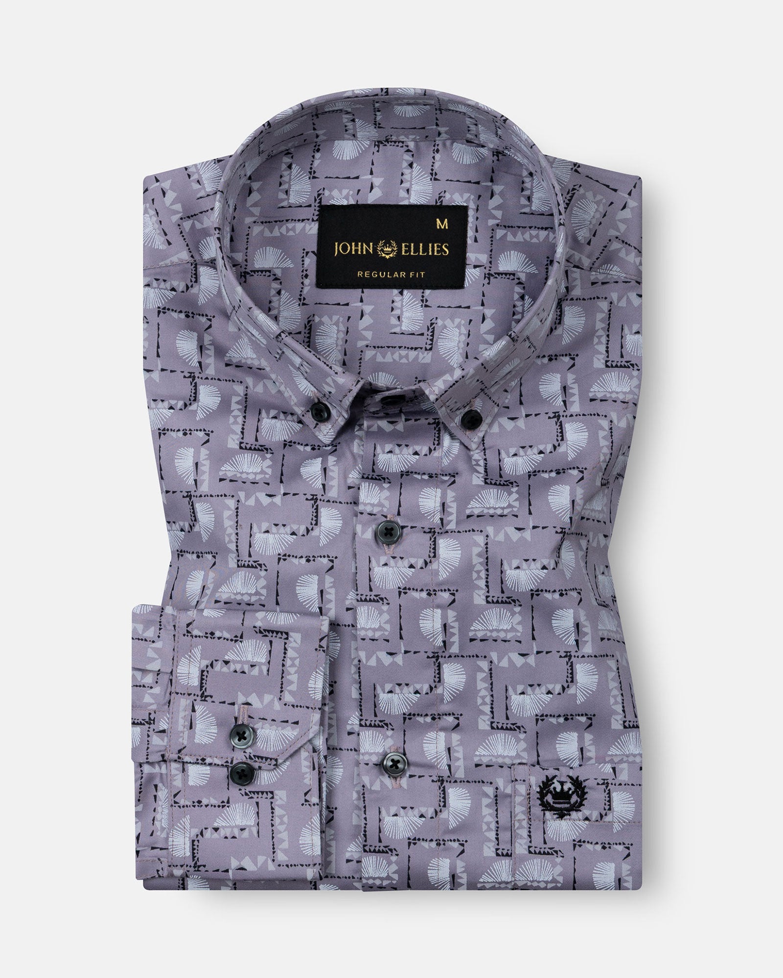 Oryxis Lavender Printed Button Down Cotton Shirt - John Ellies