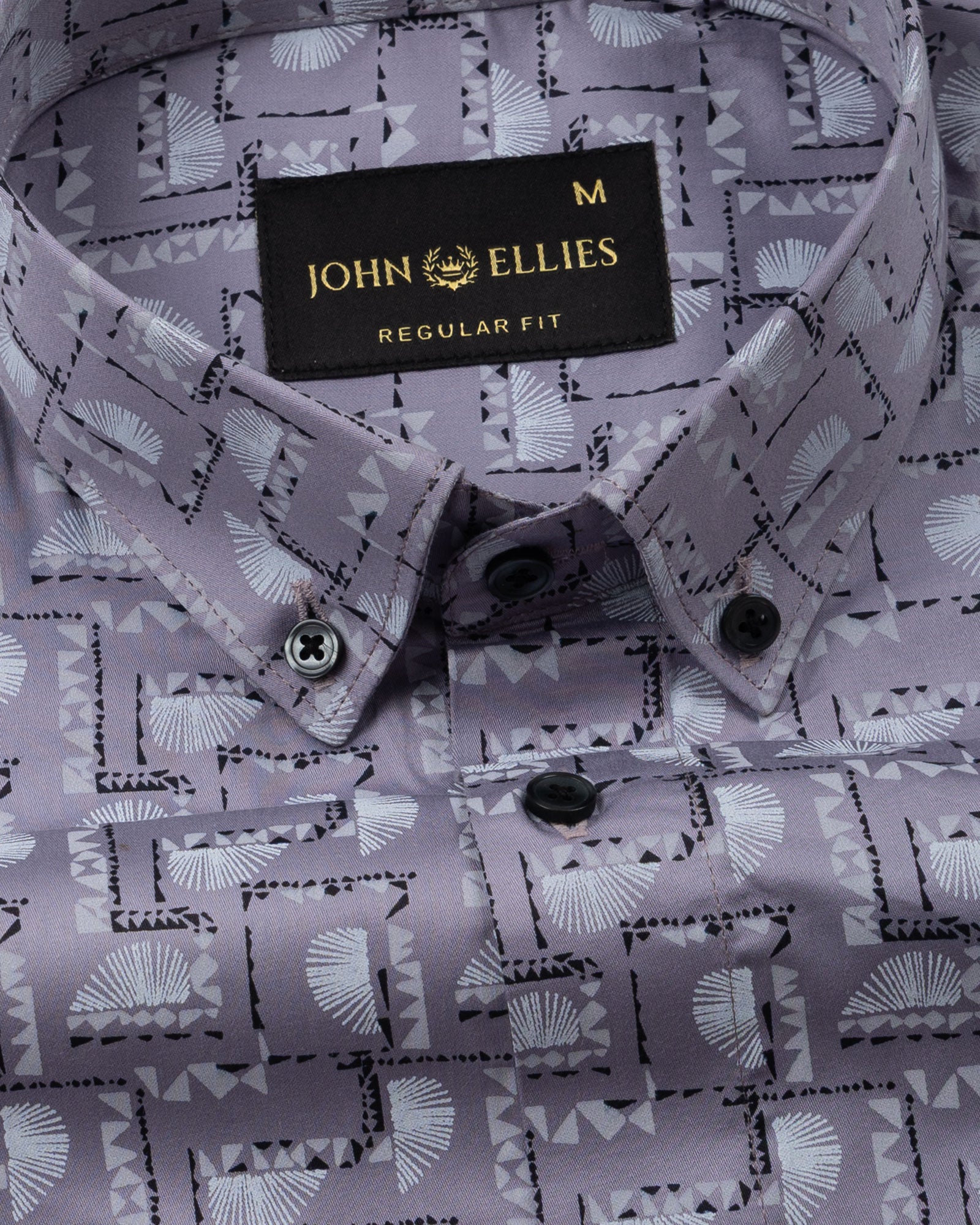 Oryxis Lavender Printed Button Down Cotton Shirt - John Ellies
