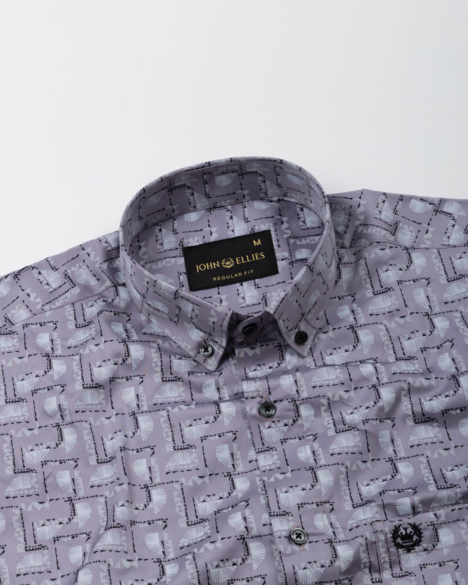Oryxis Lavender Printed Button Down Cotton Shirt - John Ellies